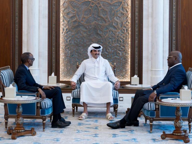 Kagame et Tshisekedi autour de l'Emir du Qatar à Doha