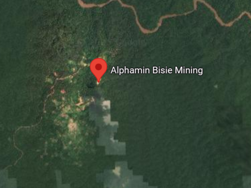 Alphamin Bisie Mining sur la carte