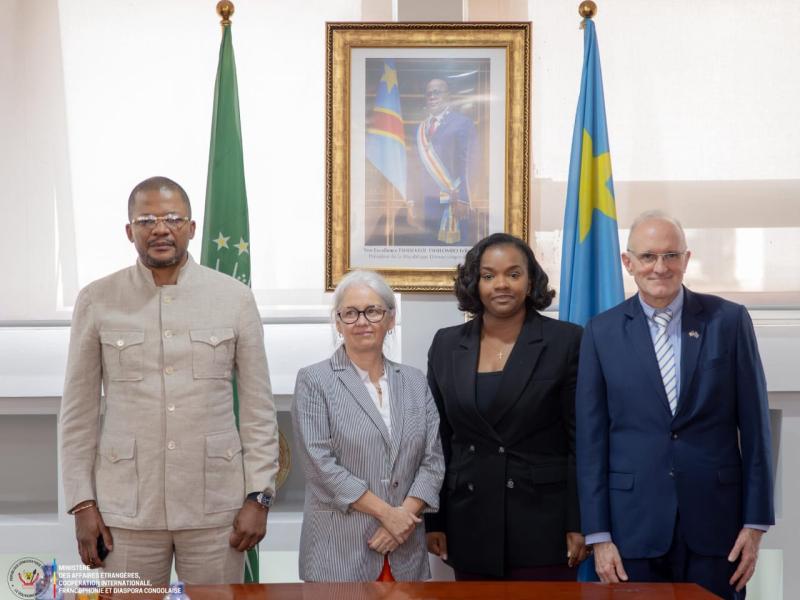 Didier Budimbu, Noëlla Ayeganagato Nakwipon et les chargés d'affaires des ambassades des USA et Canada en RDC