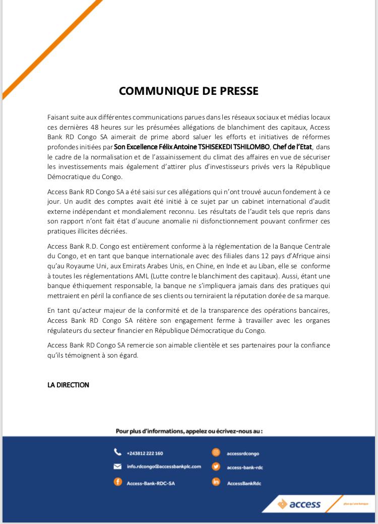 Communiqué de Presse Access Bank