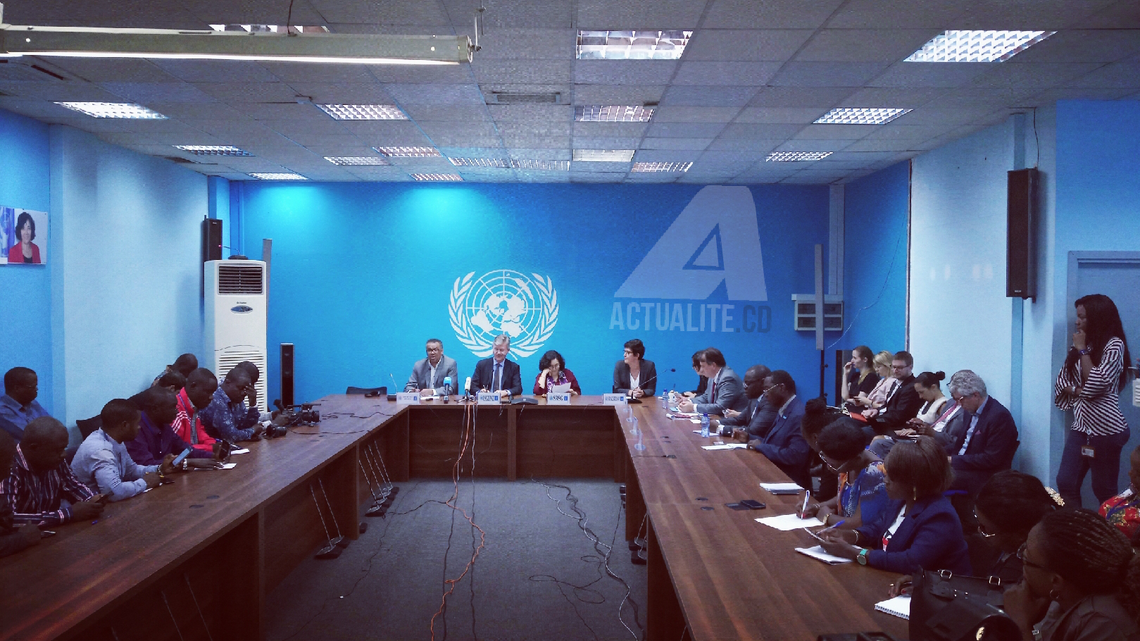 Les deux responsables onusiens en conférence de presse au QG de la MONUSCO à Kinshasa / Ph. ACTUALITE.CD 