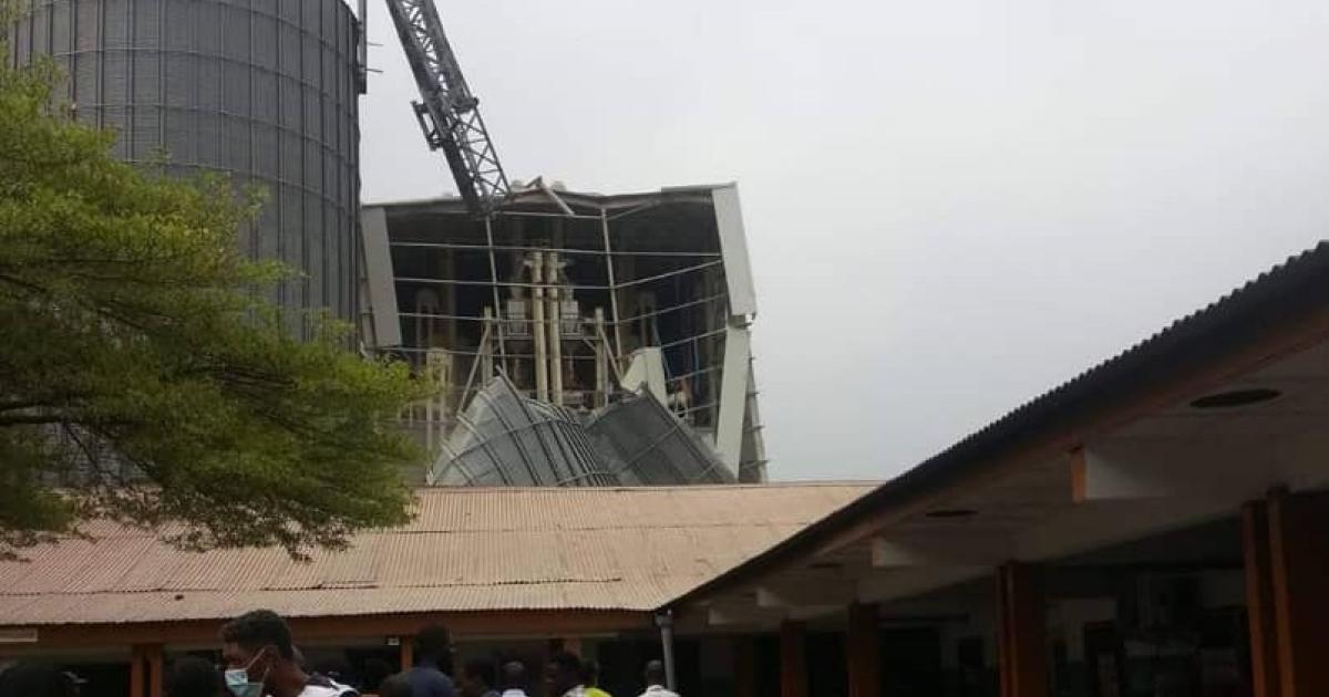 Vue du silo de l’usine de la société GBT s’est écroulé ce mardi 28 août