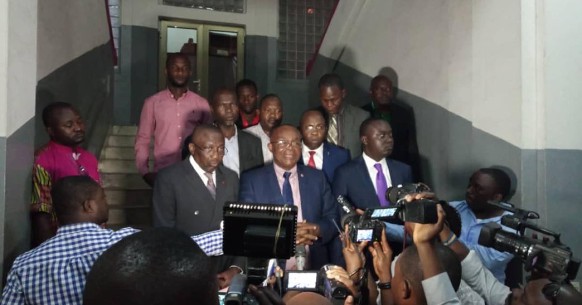 Les membres de l'opposition au sortir de la réunion avec André Kimbuta (Ph. ACTUALITE.CD)