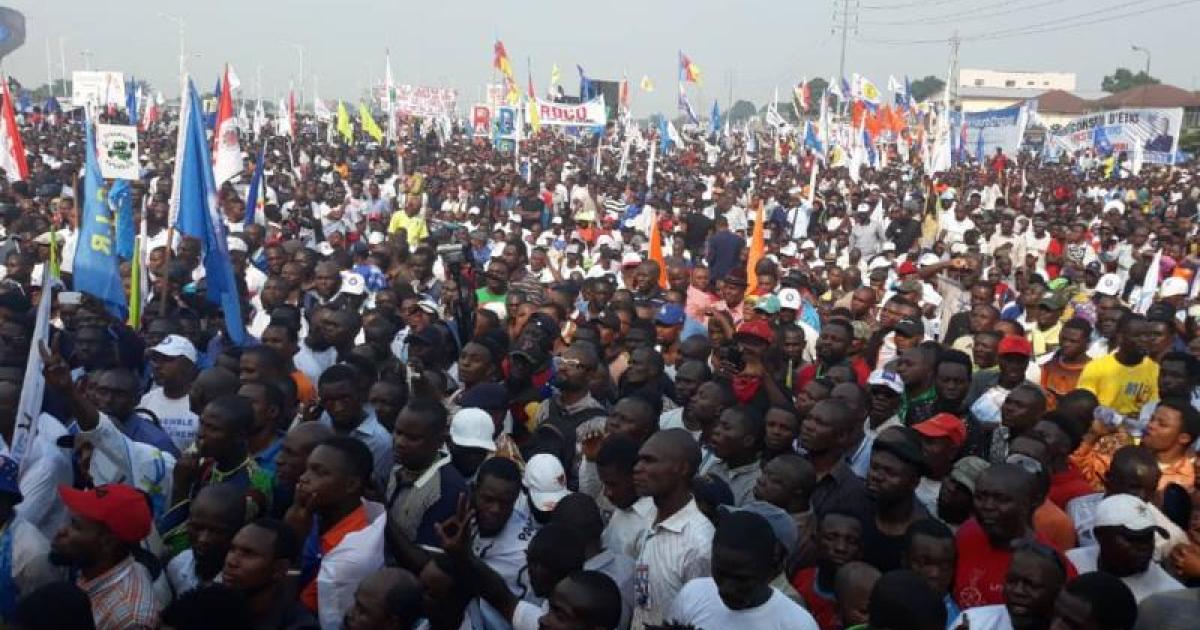 Des partisans de l'Opposition lors du meeting, le 29/ 09 / 2018 à Kinshasa 