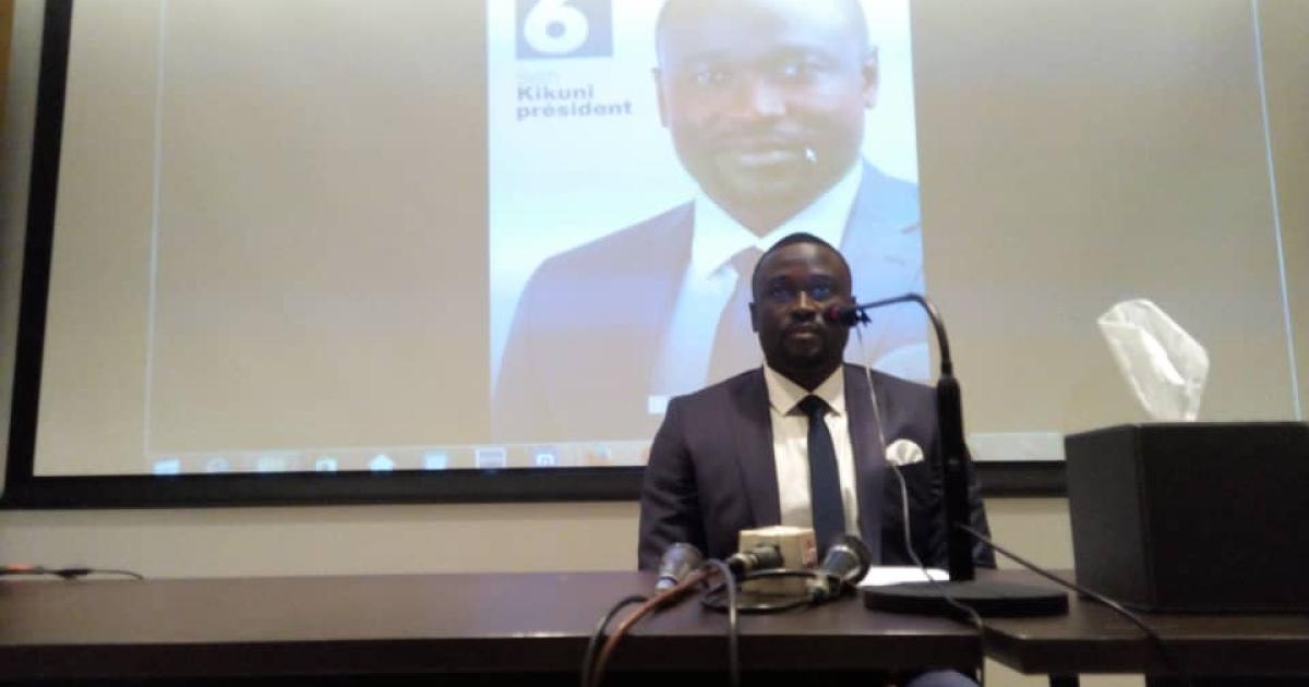 Seth Kikuni en conférence de presse ce mercredi 14 novembre 2018 à Kinshasa (Ph. Willy Akonda/ACTUALITE.CD)