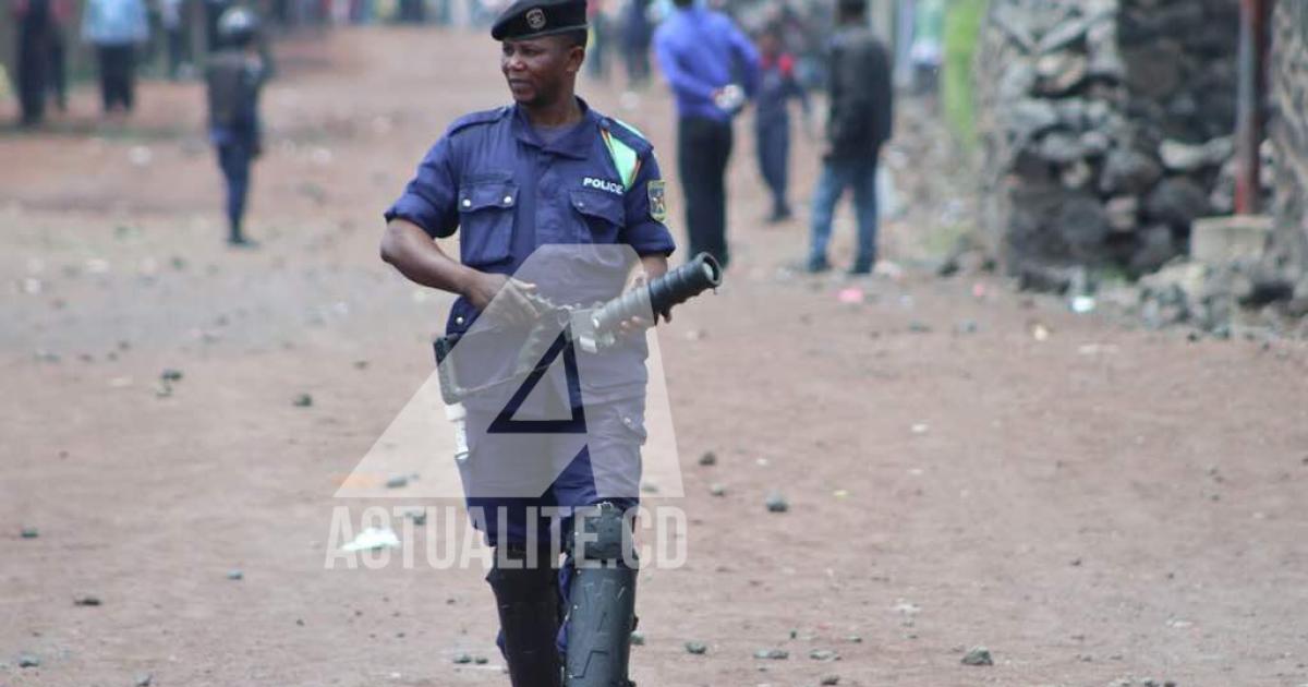 Un policier lors d'une manifestation anti-pouvoir à Goma