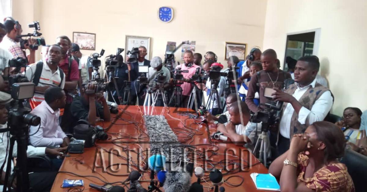 Les journalistes lors d'un point de presse  du MLC à Kinshasa /Photo Christine Tshibuyi