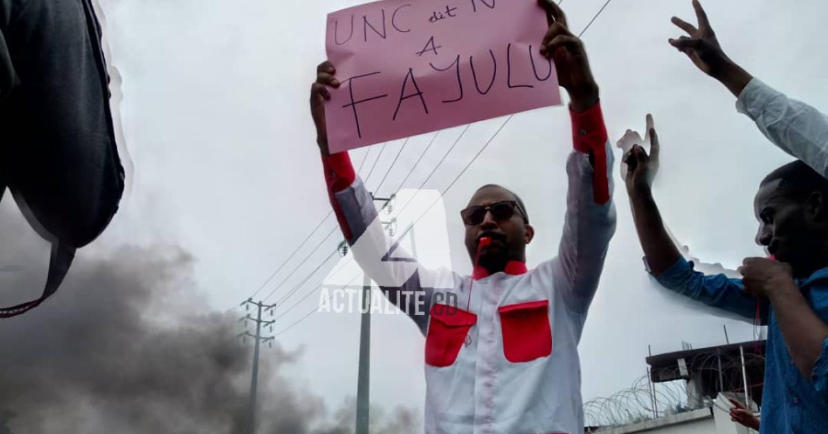manifestation des militants de l'UNC contre la désignation de Martin Fayulu comme candidat de l'opposition à la présidentielle/ Ph. Christine Tshibuyi