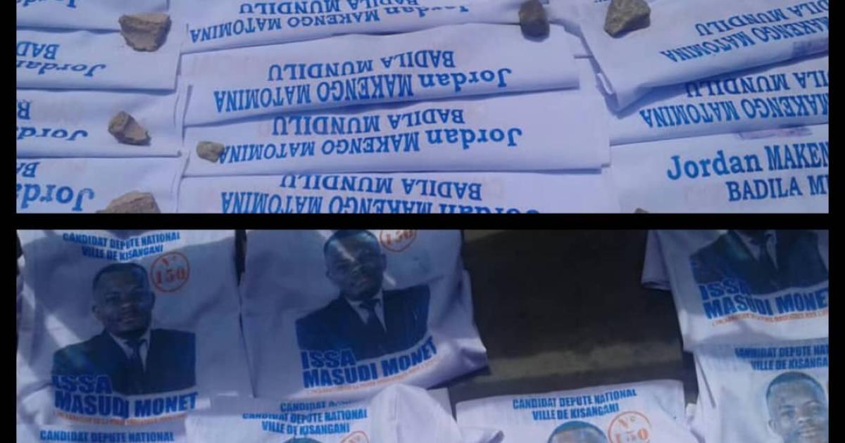 Quelques ti-shirts de campagne dans une imprimerie à Kinshasa