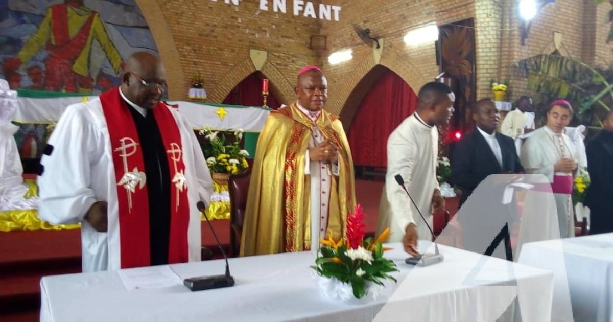 Monseigneur Fridolin Ambongo Besungu, archevêque de Kinshasa lors du culte œcuménique du samedi 29 décembre 2018/Ph. Auguy Mudiayi