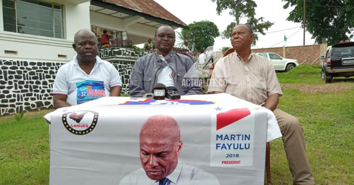 Les membres de la coalition Lamuka en conférence de presse à Kindu