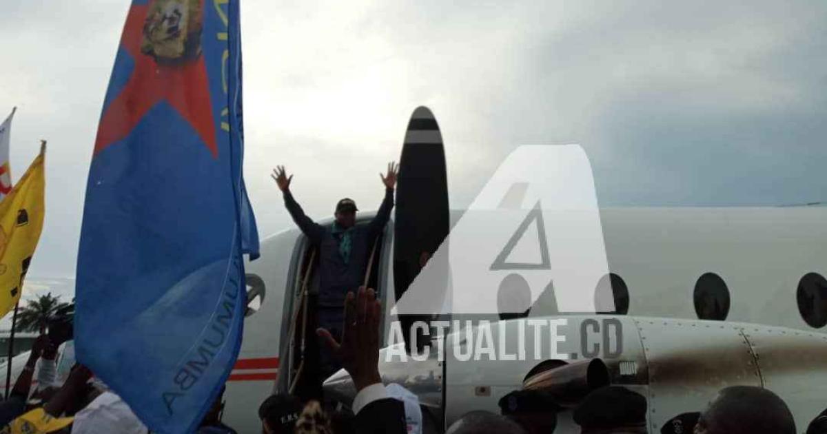Ramazani Shadary, candidat du FCC, arrivé à Mbandaka
