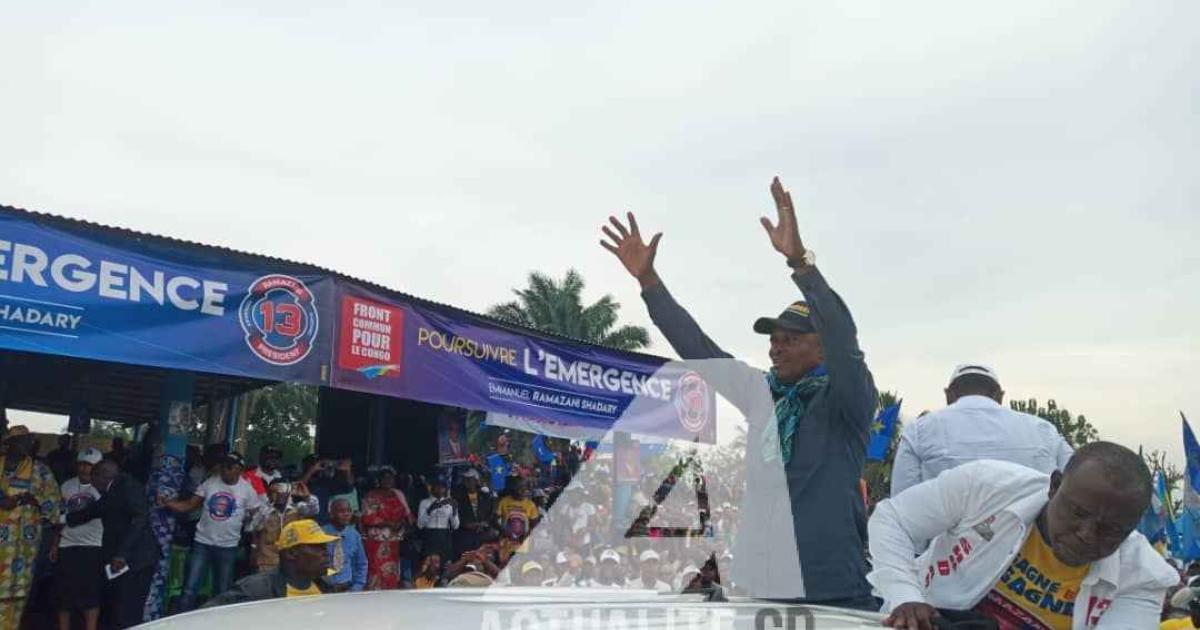 Ramazani Shadary, candidat du FCC, arrivé à Mbandaka