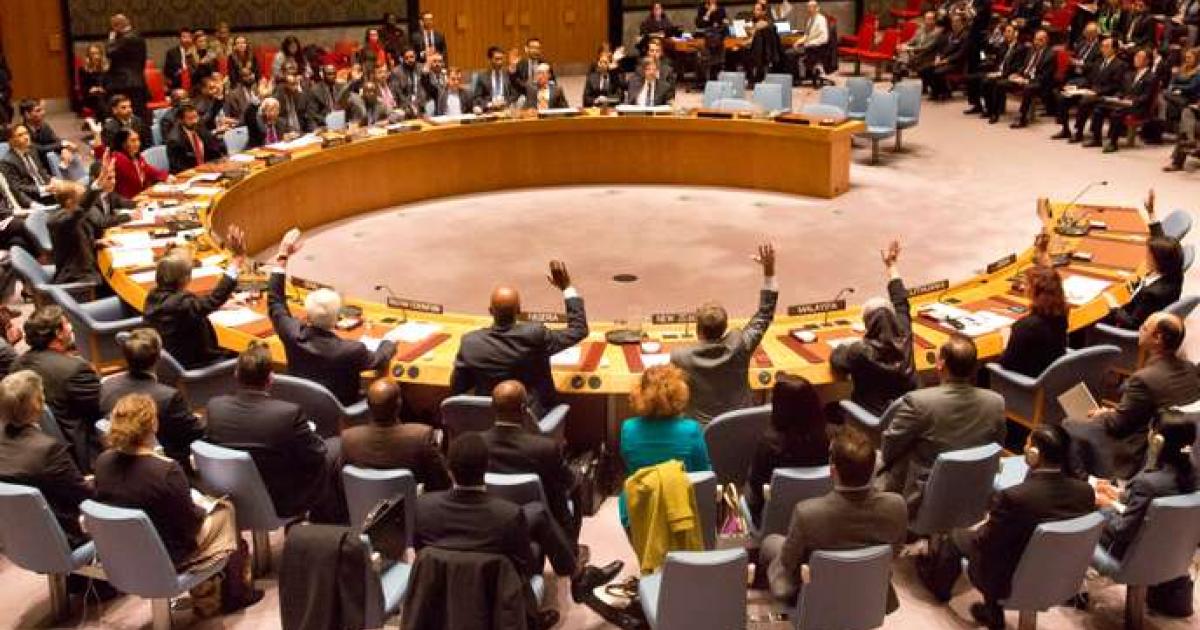 Les membres du Conseil de sécurité de l'ONU lors d'un vote / Droits tiers 