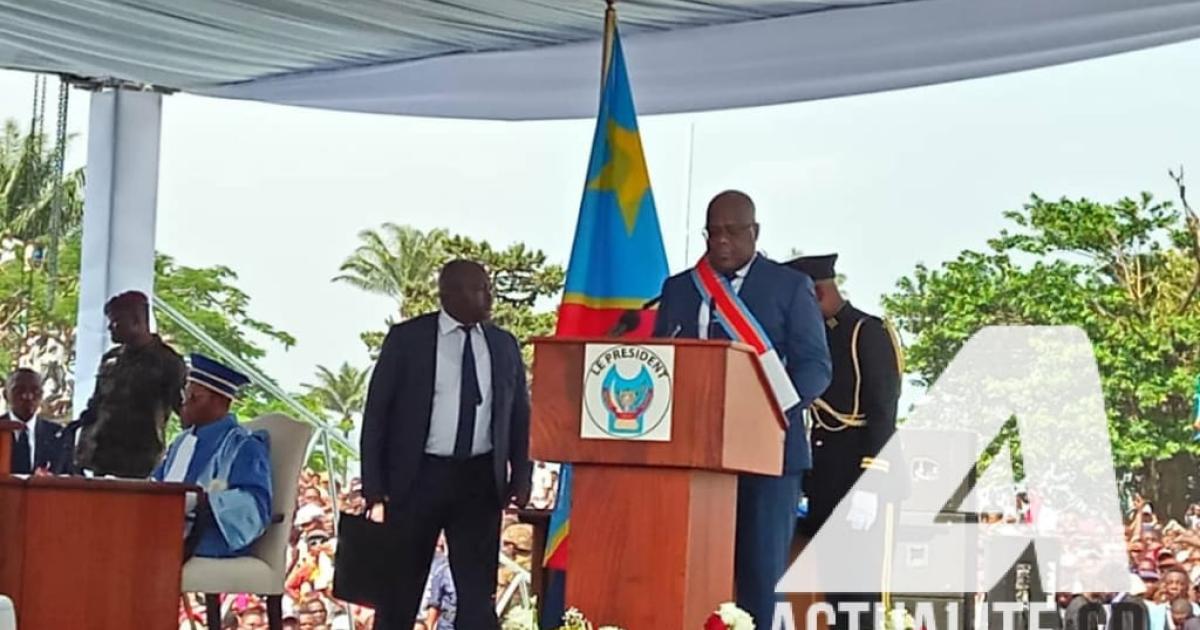 Le président Félix Tshisekedi lors de son discours d'investiture.