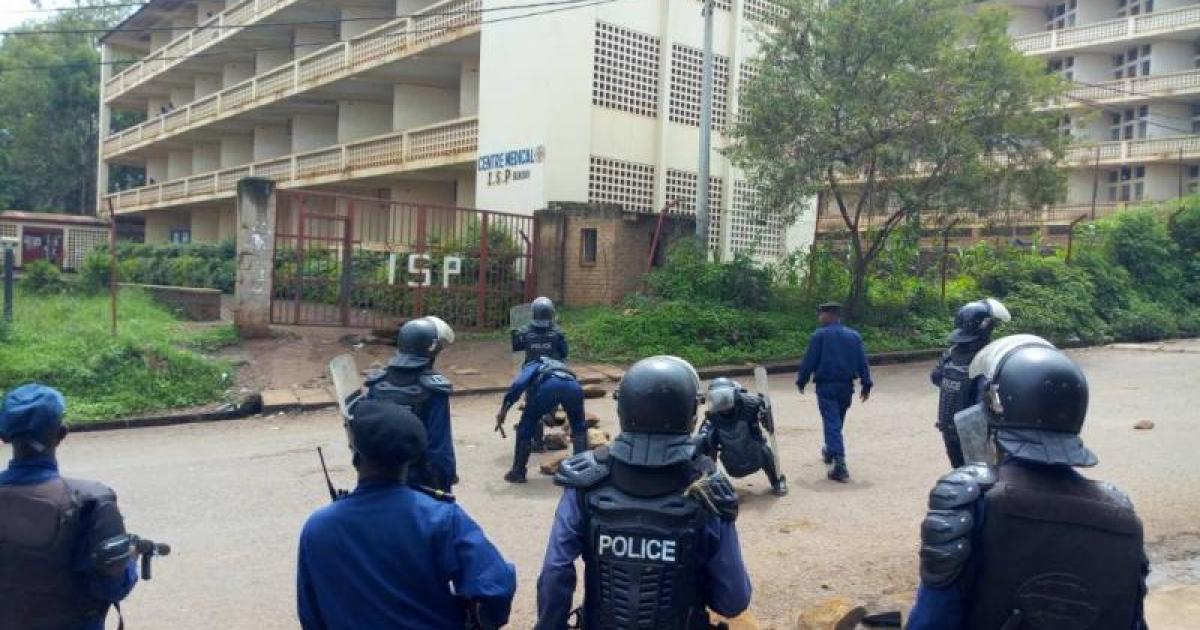 Illustration/les policiers lors d'une manifestation des étudiants à l'ISP Bukavu.