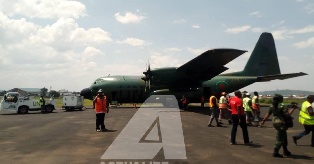 Un cargo des Nations Unies qui a transporté les ex combattants M23 de l'Ouganda à Goma/Ph Jonathan Kombi ACTUALITE.CD