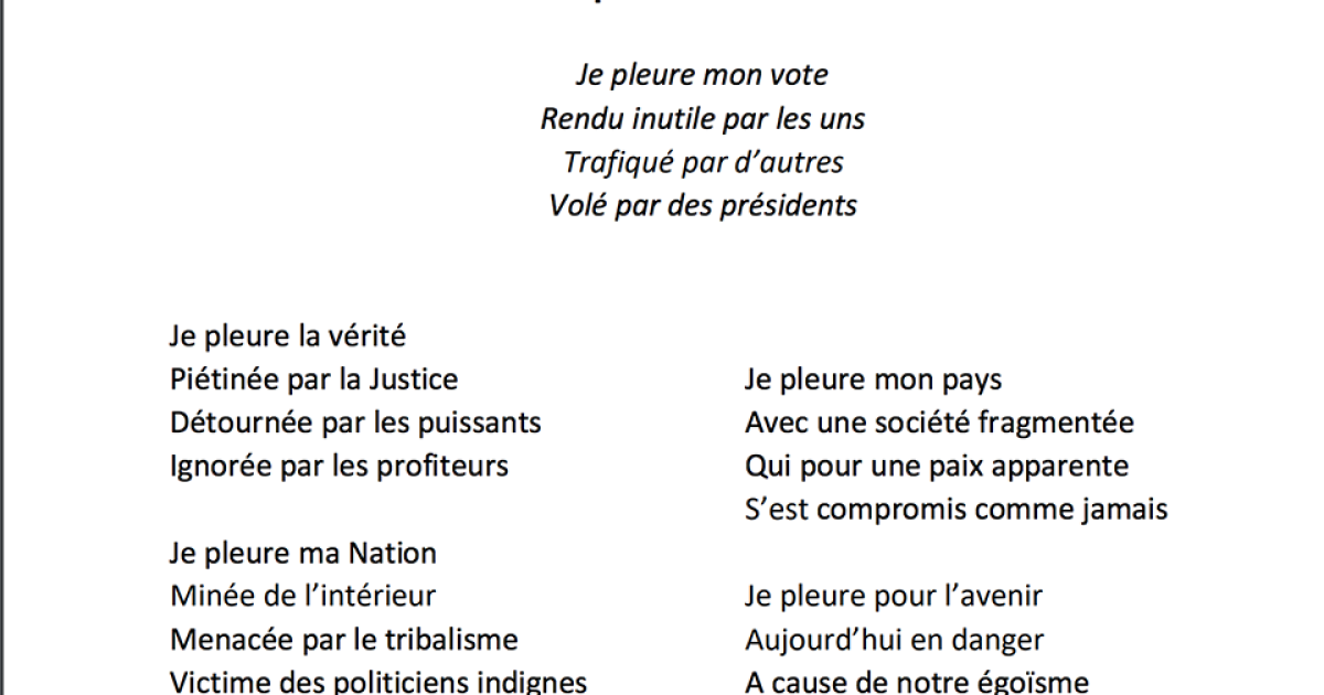 Texte de Jean Claude Mputu