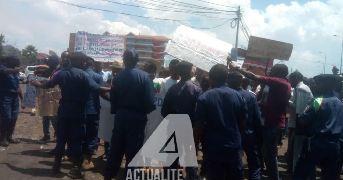 Illustration/les policiers lors d'une manifestation de la population contre l'insécurité dans la ville de Goma