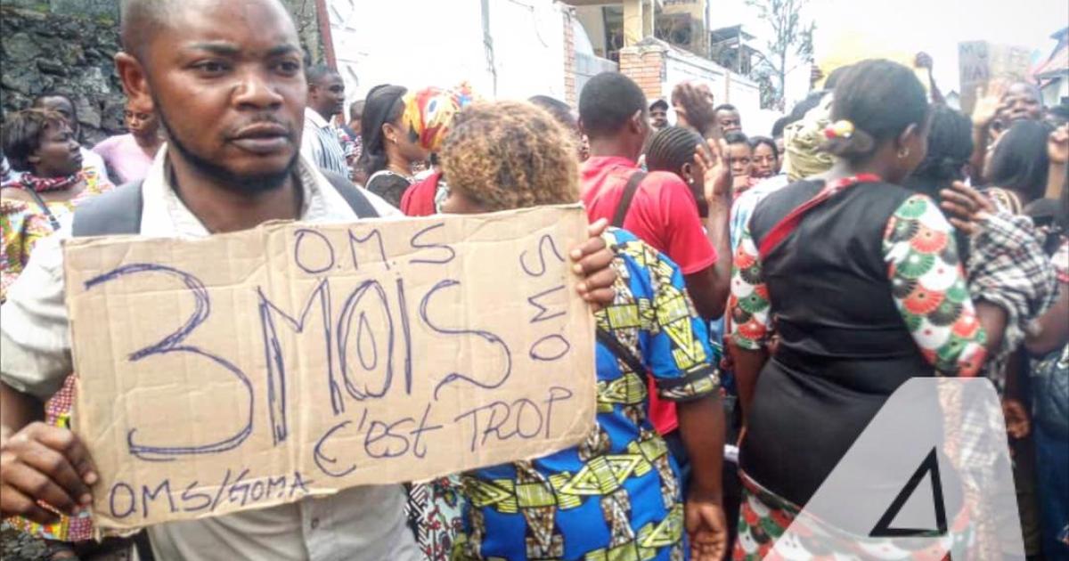 Les relais communautaires manifestent devant le bureau de l'OMS à Goma pour réclamer trois mois d'arriérés 