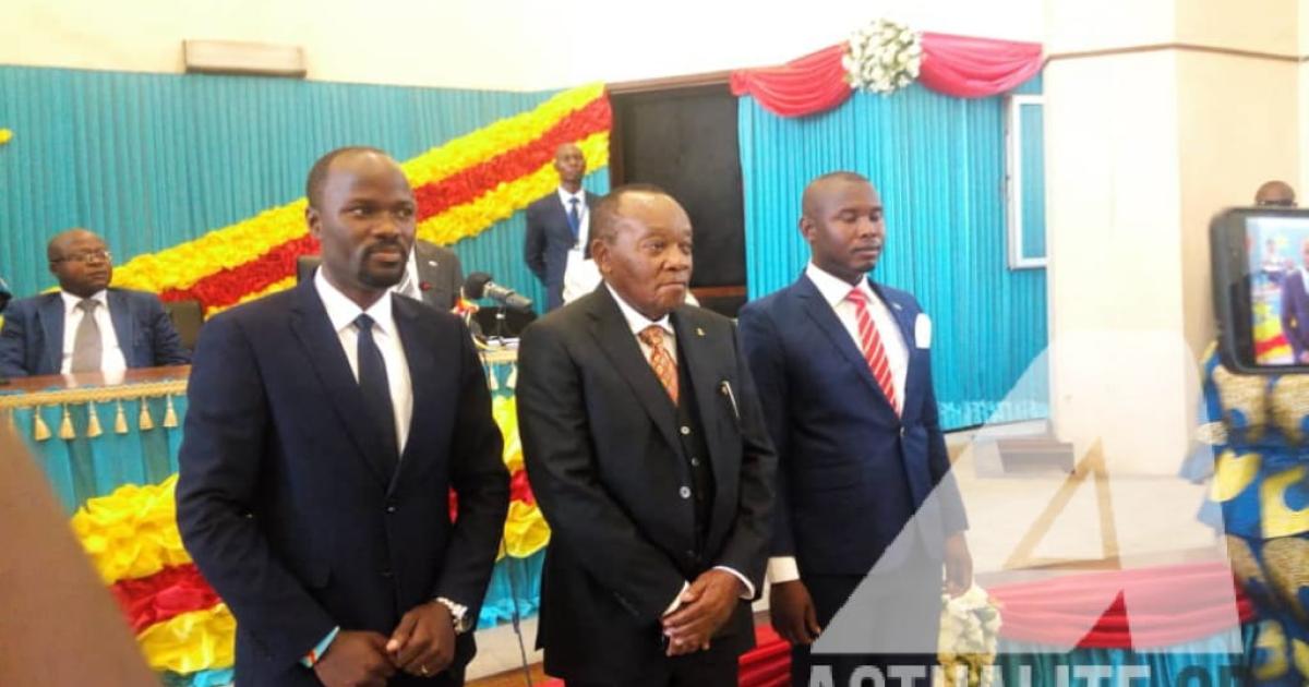 Au milieu, Pierre Pay Pay président du bureau provisoire de l'assemblée provinciale du Nord-Kivu avec ses deux assistants/Ph Jonathan Kombi ACTUALITE.CD