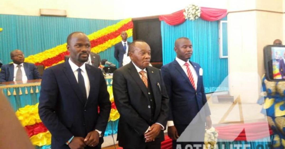 Au milieu, Pierre Pay Pay président du bureau provisoire de l'assemblée provinciale du Nord-Kivu avec ses deux assistants/Ph Jonathan Kombi ACTUALITE.CD 