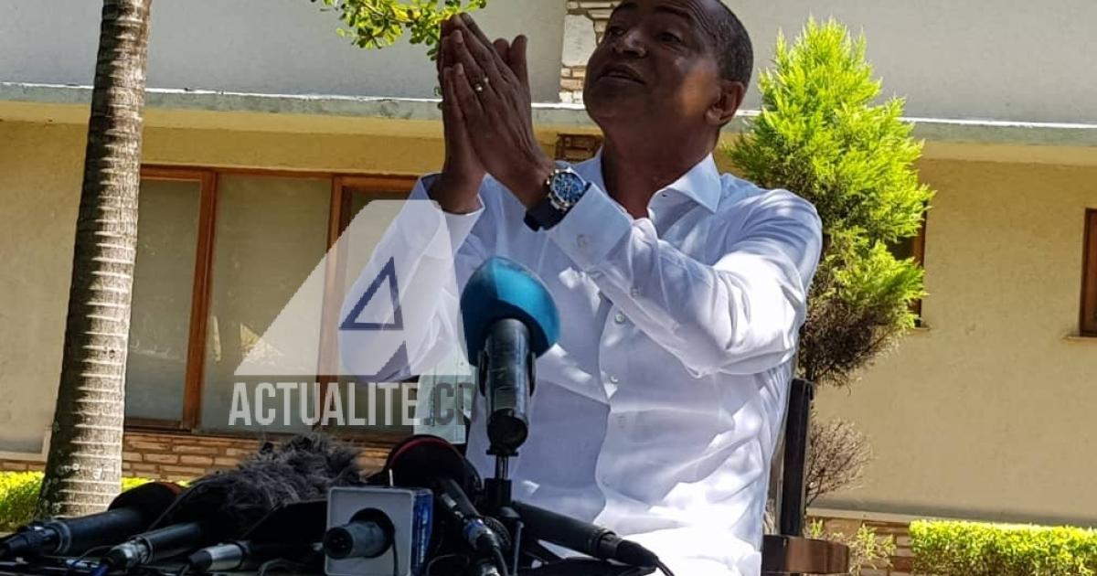 Moise Katumbi en conférence de presse ce mercredi 22 mai 2019 à sa résidence à Lubumbashi/Ph Christine Tshibuyi
