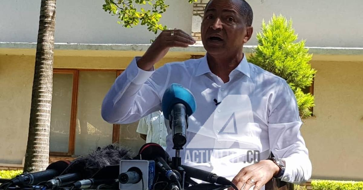 Moise Katumbi en conférence de presse ce mercredi 22 mai 2019 à sa résidence à Lubumbashi/Ph Christine Tshibuyi