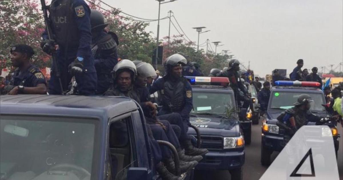 La police lors du retour de Bemba. Ph/Christine Tshibuyi