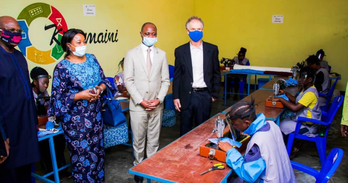 Le ministre de la Jeunesse Billy Kambale, le Conseiller au Fonds des Nations Unies pour la population, le représentant de l'Ambassade du Canada en RDC
