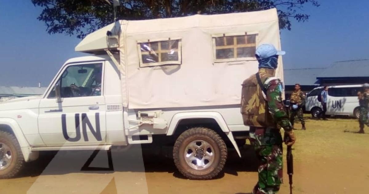 Un casque bleu assurant la sécurité d'un camp des déplacés à Kalemie/Ph ACTUALITE.CD