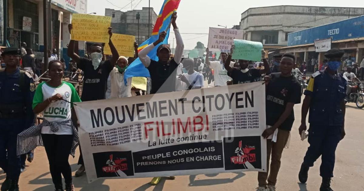 Les militants de Filimbi et Lucha dans les rues de Kananga. Ph/Sosthène Kambidi ACTUALITE.CD
