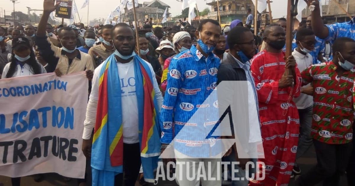 Des manifestants lors de la marche de CLC à Kinshasa/PH. ACTUALITE