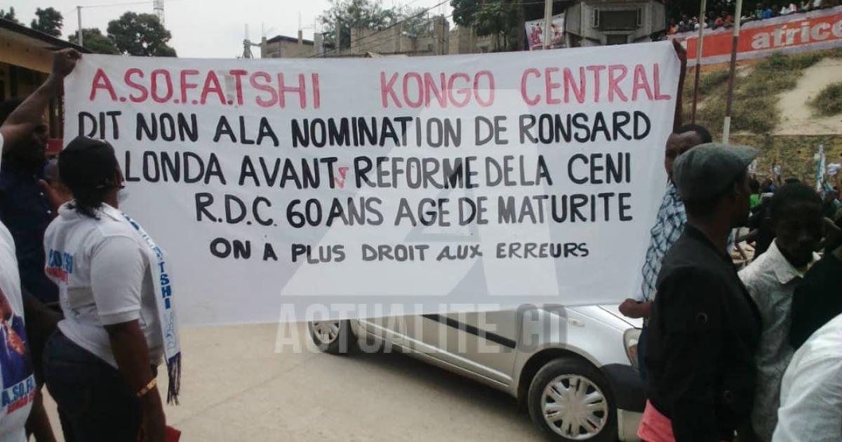 Une manifestation des militants de l'UDPS à Matadi contre le choix de Ronsard Malonda comme président de la CENI/Ph ACTUALITE.CD