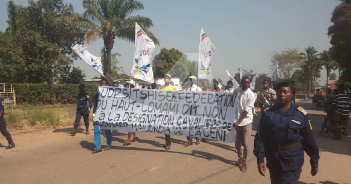 Marche des militants de l'UDPS à Kamina contre le choix de Malonda comme président de la CENI/Ph ACTUALITE.CD
