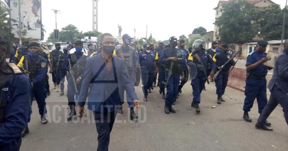 La police nationale congolaise après avoir dispersé la marche de Lamuka