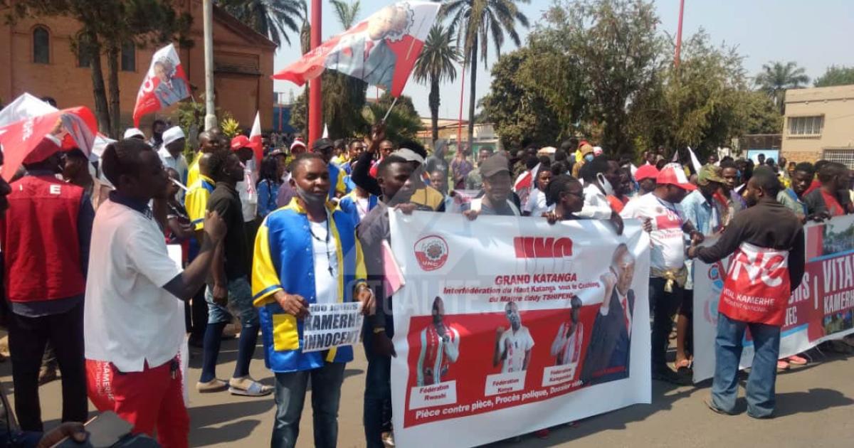 Marche des militants de l'UNC à Lubumbashi. Ph. ACTUALITE.CD.