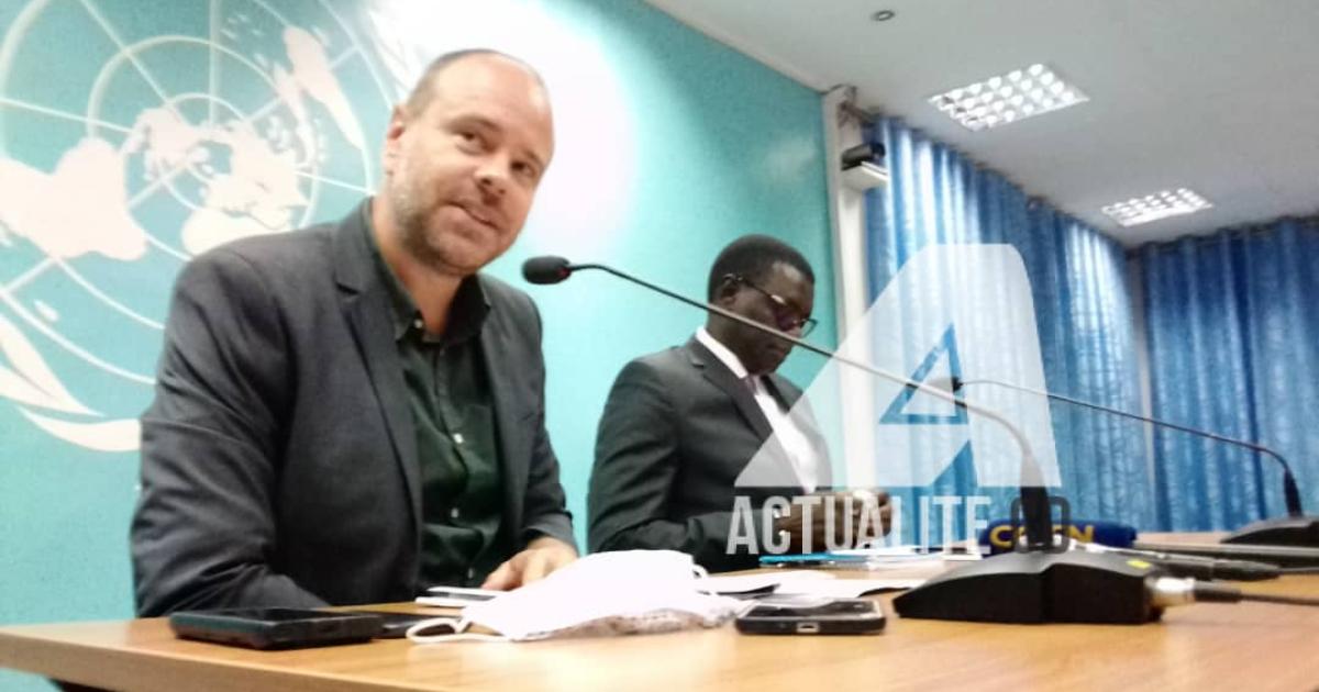 Sur la photo, Matthias Gillman porte-parole de la Monusco et Abdoul Aziz Thioye, Directeur au BCNUDH en RDC/Ph ACTUALITE.CD
