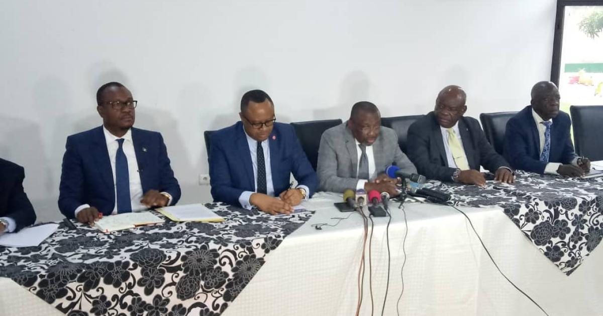 Les membres de G13 lors d'une conférence de presse/Ph ACTUALITE.CD 