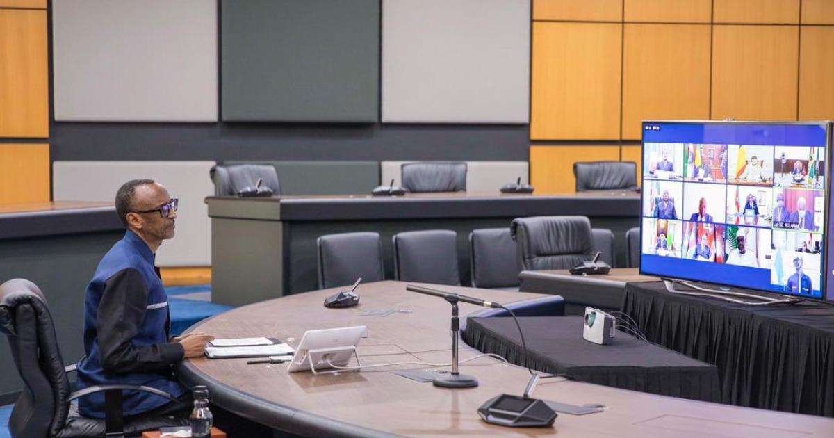 Le président rwandais, Paul Kagame en visioconférence/Ph droits tiers