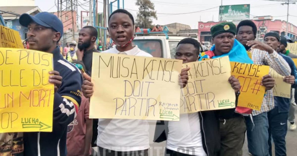 Les militants de Lucha et Raiya na Simama exigeant la démission du maire de Goma/Ph ACTUALITE.CD