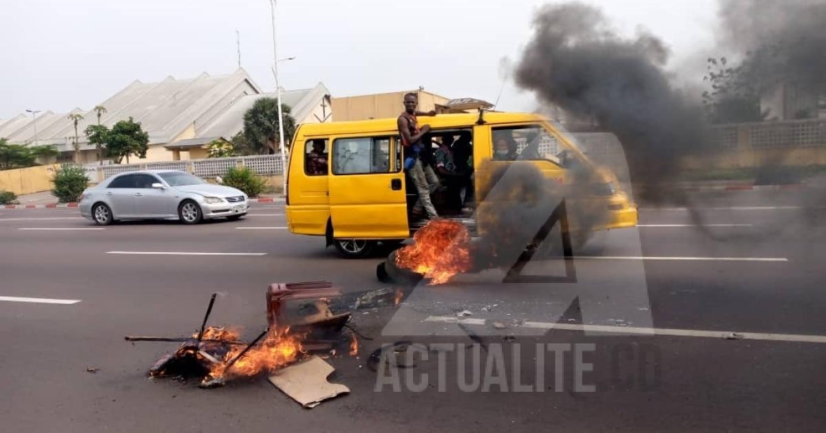 Manifestation des agents de la riposte contre Covid-19 manifestent à Kinshasa/Ph ACTUALITE.CD