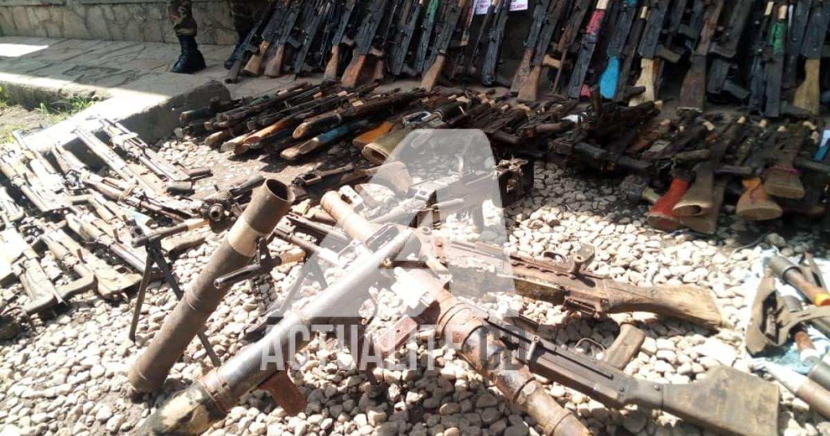 Illustration. Des armes récupérées par les FARDC auprès des miliciens au Nord-Kivu/Ph ACTUALITE.CD