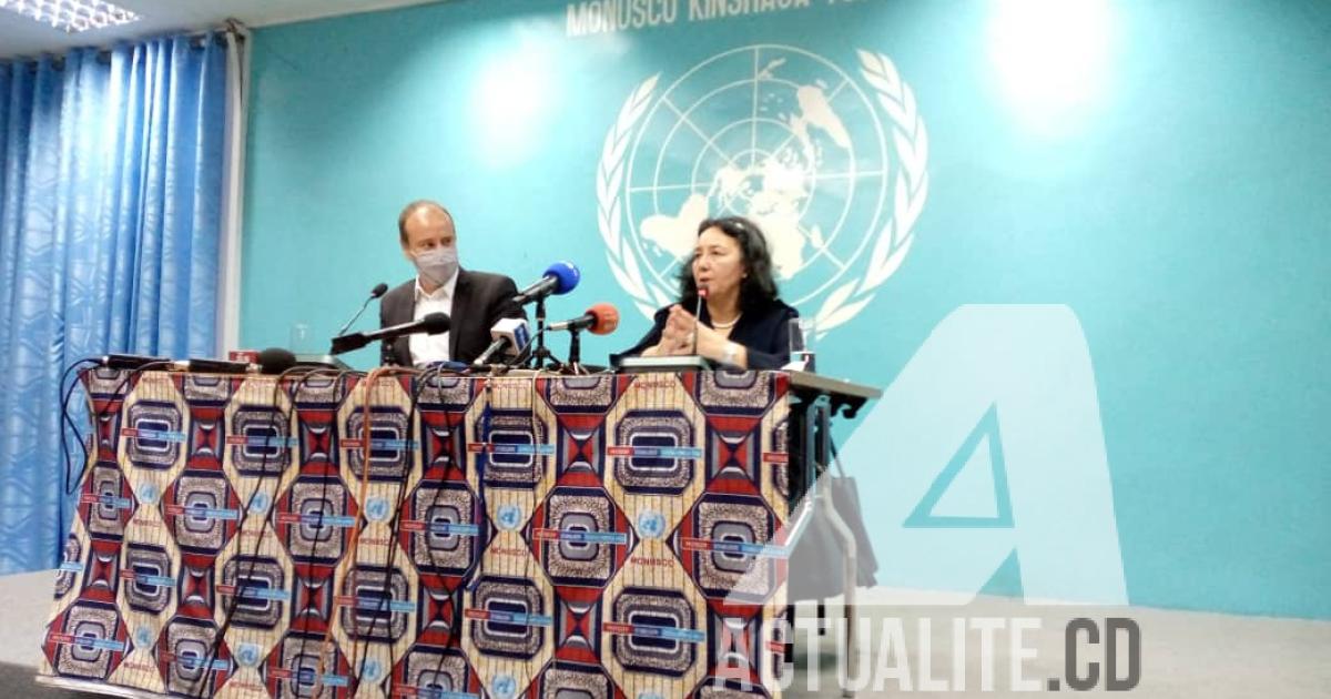 Leila Zerrougi à la conférence de presse hebdomadaire de la MONUSCO. PH. ACTUALITE.CD.