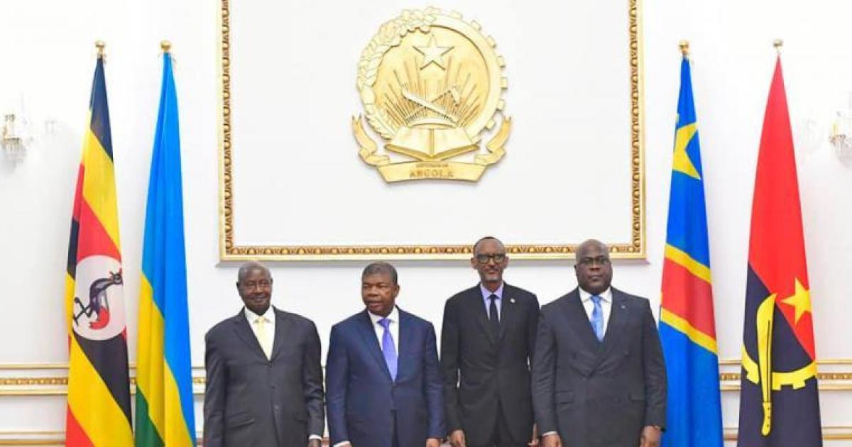 De gauche à droite les Présidents ougandais, angolais, rwandais et congolais après une réunion quadripartite/Ph droits tiers