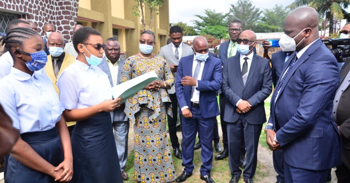 Le ministre de l'EPST Willy Bakonga lors du lancement de l'année scolaire 2020-2021 au collège saint Raphaël