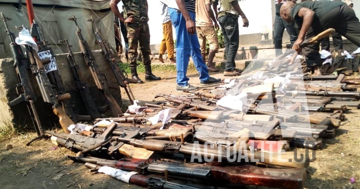 Des armes récupérées par les FARDC auprès des miliciens au Nord-Kivu/Ph ACTUALITE.CD