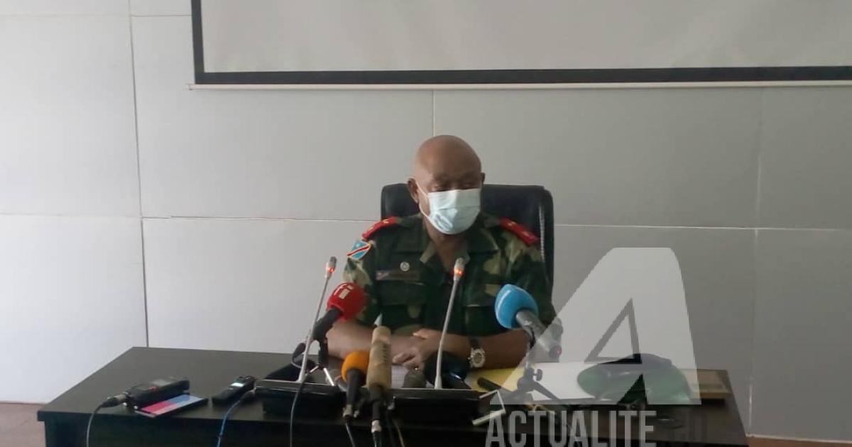 Général Léon Richard Kasonga lors d'une conférence de presse/Ph. ACTUALITE.CD