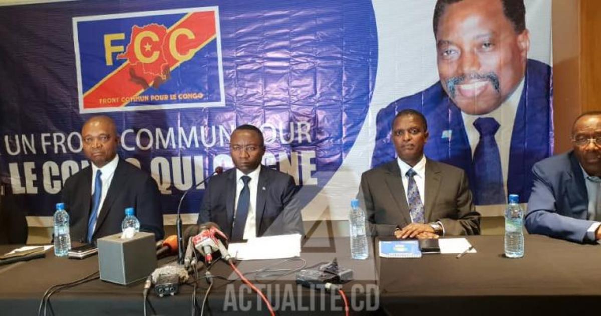 Les membres du Front Commun pour le Congo lors d'une conférence de presse à Kinshasa/Ph. ACTUALITE.CD