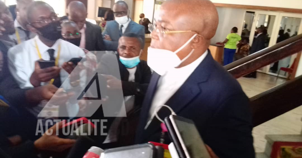 Pius Muabilu, ministre d'Etat de l'urbanisme et habitat après consultations au Palais de la Nation/Ph ACTUALITE.CD